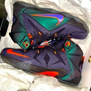 Nike LeBron XII purple green orange
